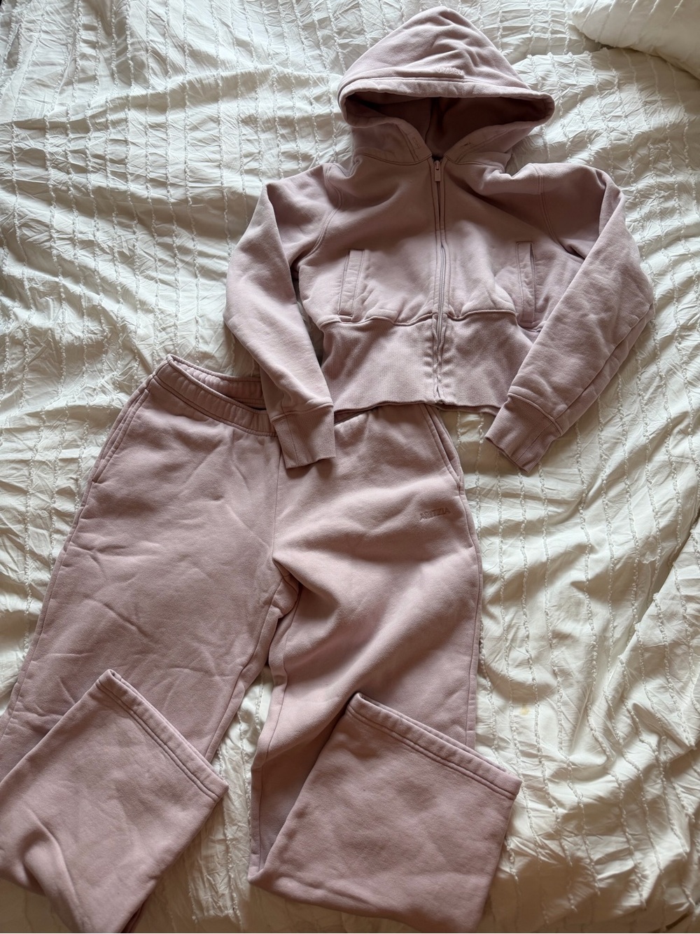 Dusty Rose Aritzia Zip Hoodie & Sweatpants Set